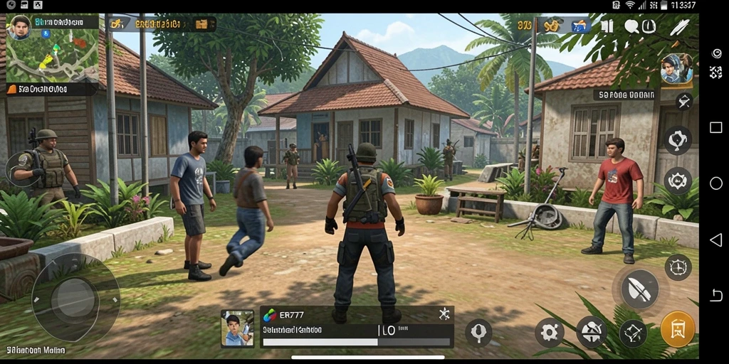 Screenshot gameplay ER777 menampilkan interaksi antar karakter yang realistis.