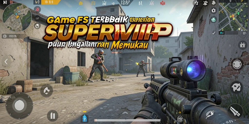 Tampilan utama gameplay SUPERVIP yang menakjubkan dengan aksi FPS yang seru.